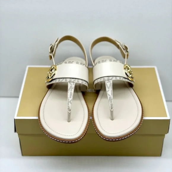 Michael Kors Women's White and Gold Sandals - Picture 8 of 9